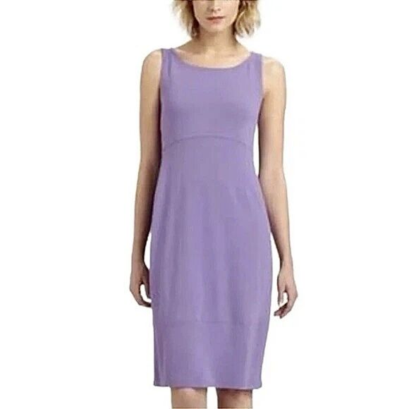 EILEEN FISHER Purple Jersey Knit Dress Cutout Keyhole Sleeveless Sz Med - Picture 1 of 7